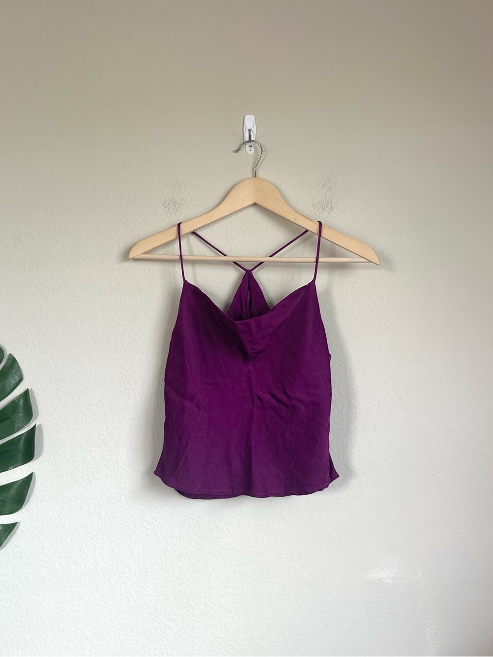 Zara purple Silky Draped Crop Tank Top
